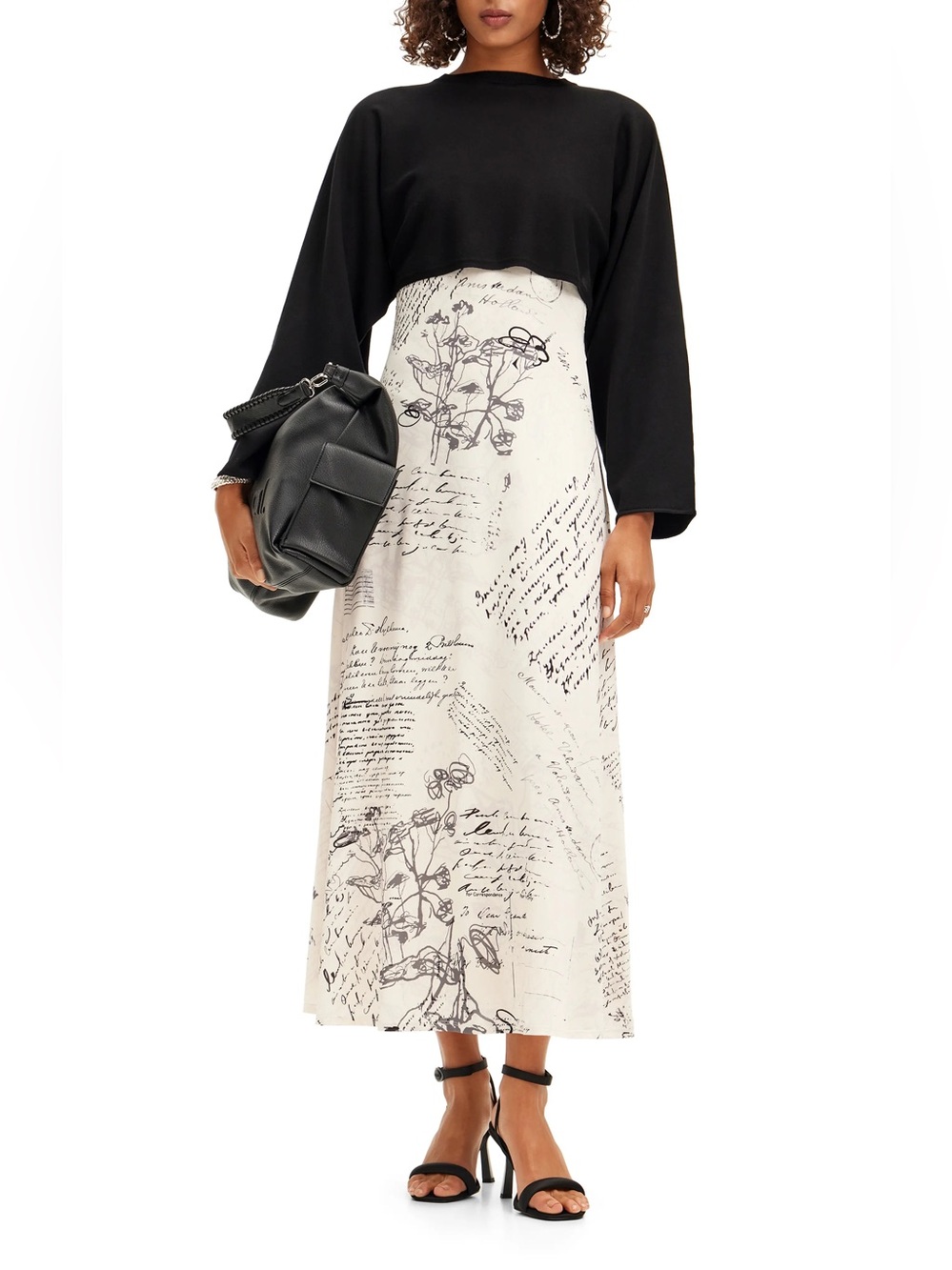 Desigual Letters Print Slipdress & Crop Sweater